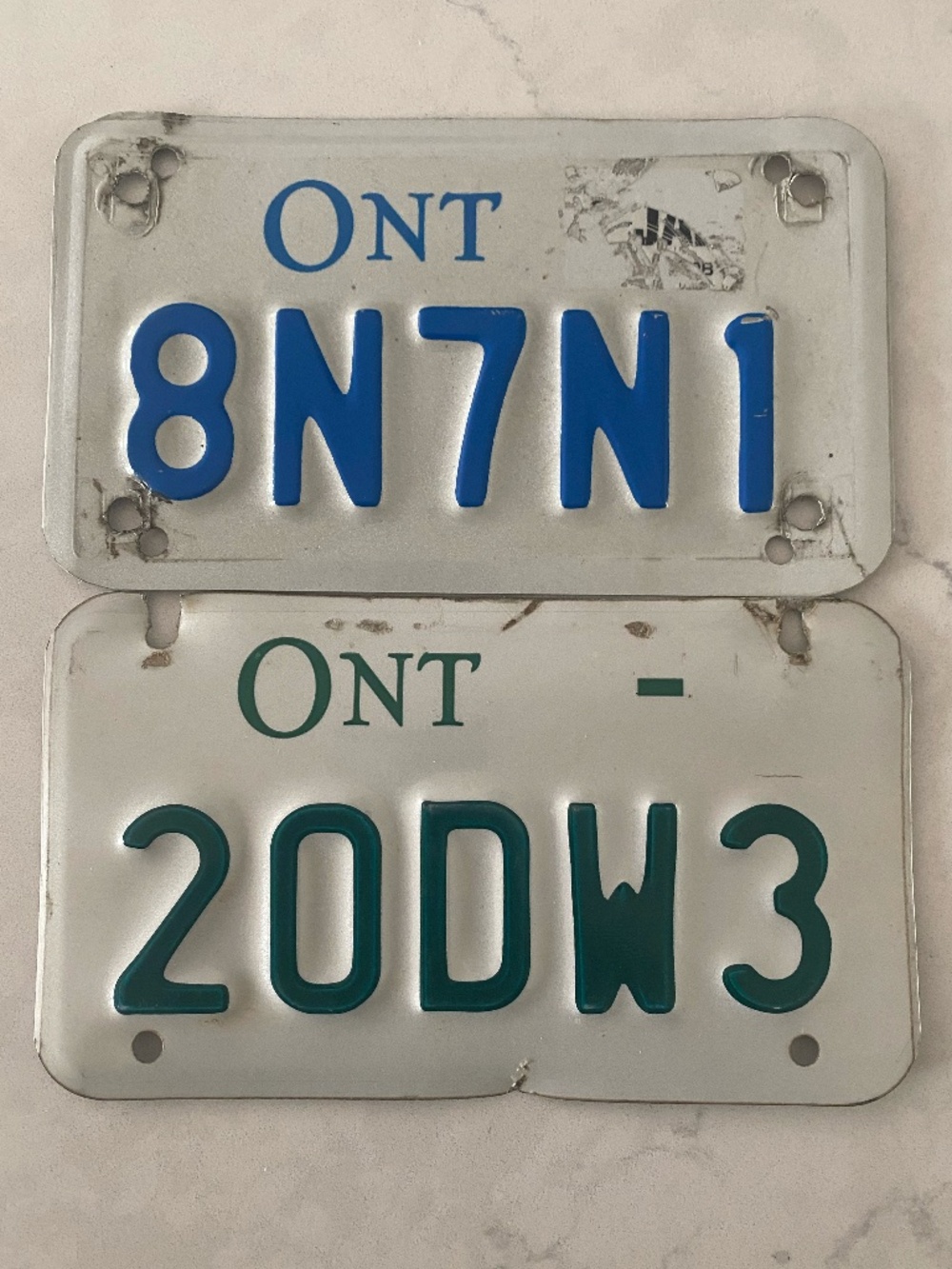ONTARIO CANADA MOTORCYCLE & ATV OFF-ROAD VEHICLE LICENSE PLATE - LOT OF 2
